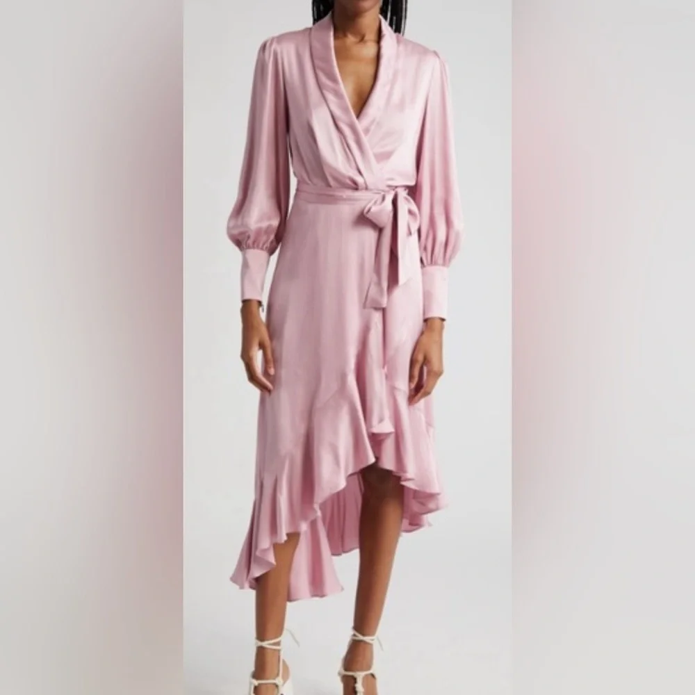zimmermann silk wrap dress pink ZIMMERMANN